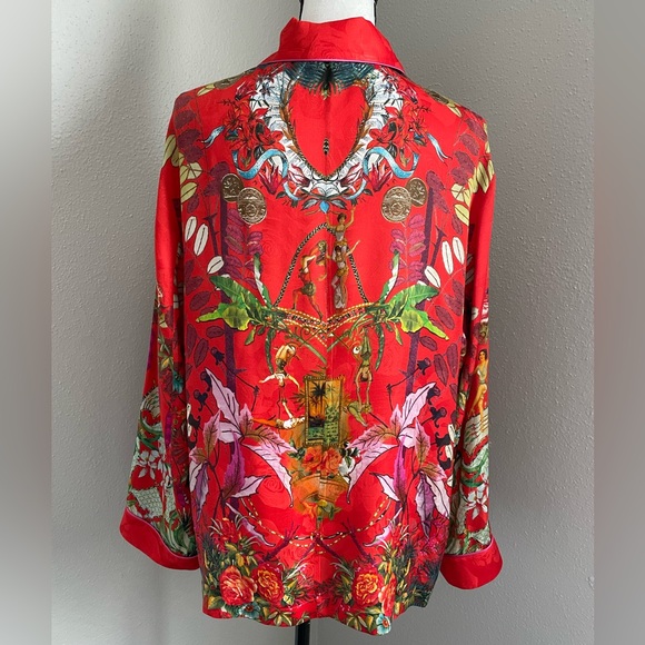 ETRO Circus Print Pyjama Shirt/Blouse  In Rosso/Red  Size 48 - Picture 4 of 12
